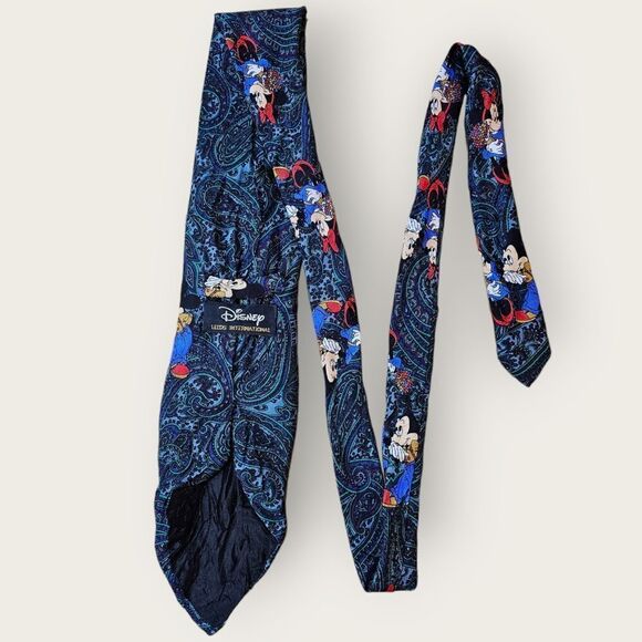 Disney Leeds International Mickey Minnie Blue Paisley Silk Tie - Picture 5 of 6